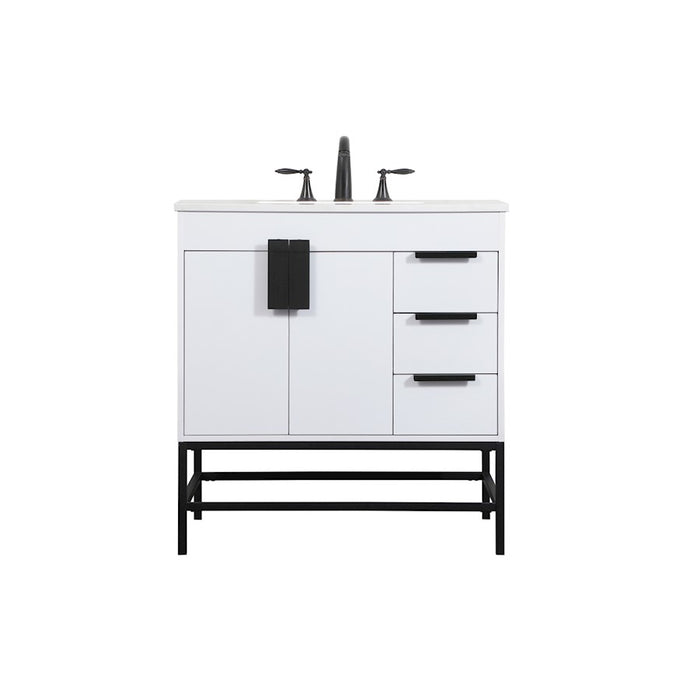 Elegant Kitchen/Bath Eugene 32" Single Bathroom Vanity, White - VF48832MWH