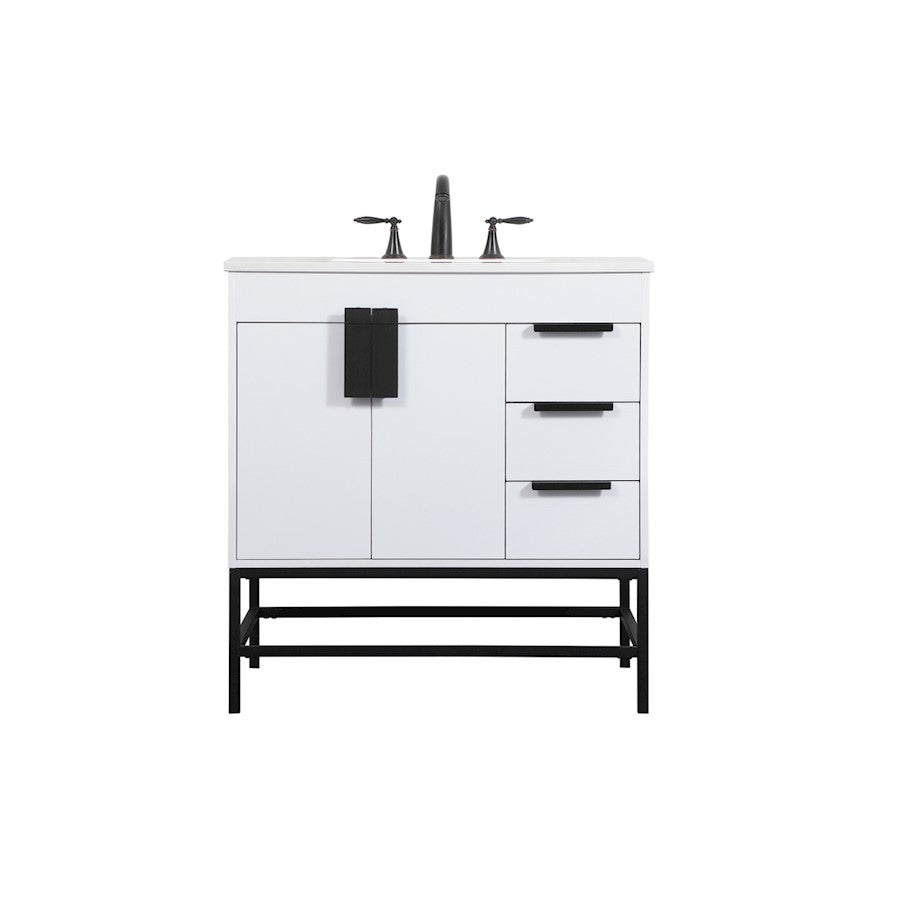 Elegant Kitchen/Bath Eugene 32" Single Bathroom Vanity, White - VF48832MWH