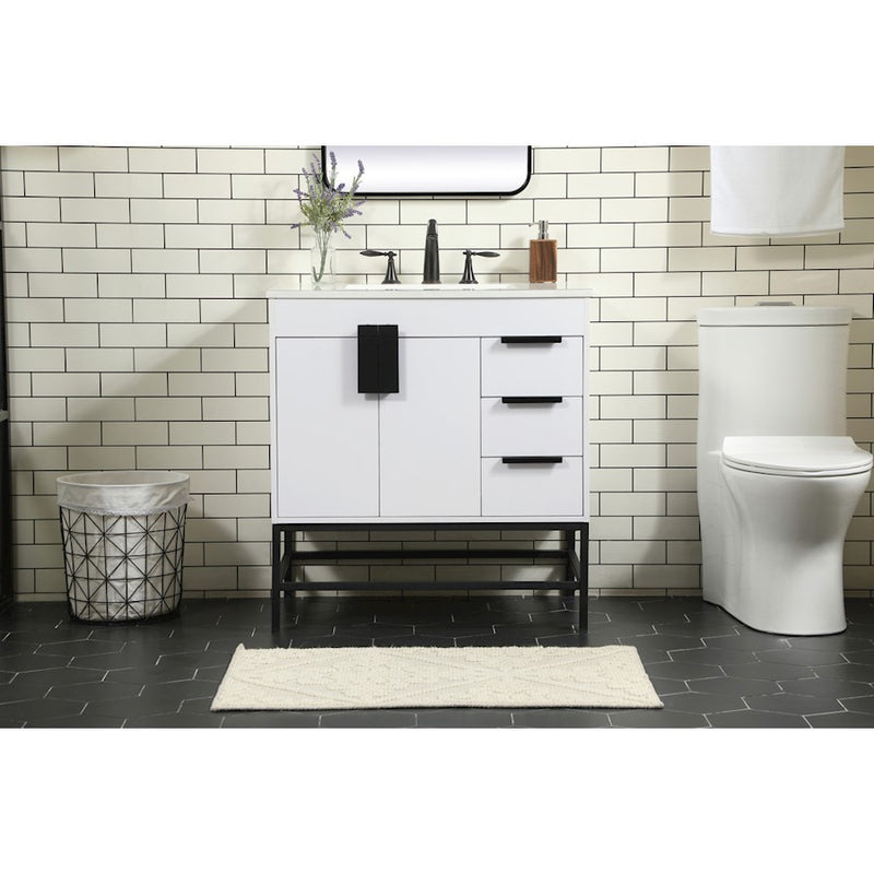Elegant Kitchen/Bath Eugene 32" Single Bathroom Vanity, White