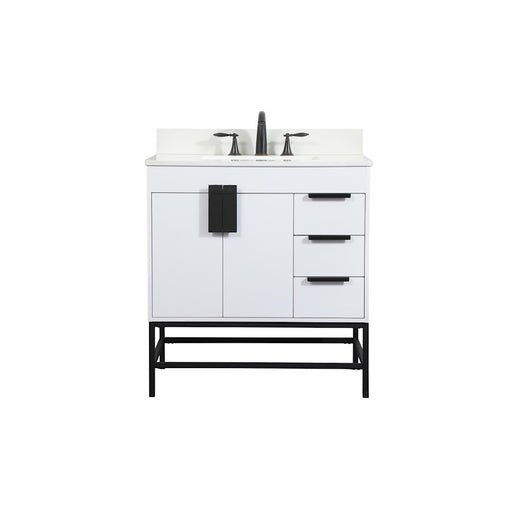 Elegant Eugene 32" Single Bathroom Vanity, White/Backsplash - VF48832MWH-BS