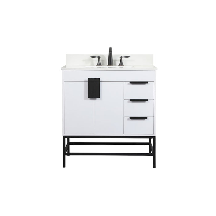 Elegant Eugene 32" Single Bathroom Vanity, White/Backsplash - VF48832MWH-BS