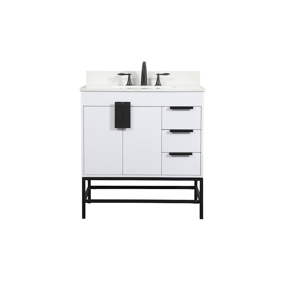Elegant Eugene 32" Single Bathroom Vanity, White/Backsplash - VF48832MWH-BS