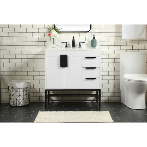 Elegant Eugene 32" Single Bathroom Vanity, White/Backsplash