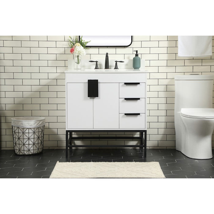 Elegant Eugene 32" Single Bathroom Vanity, White/Backsplash