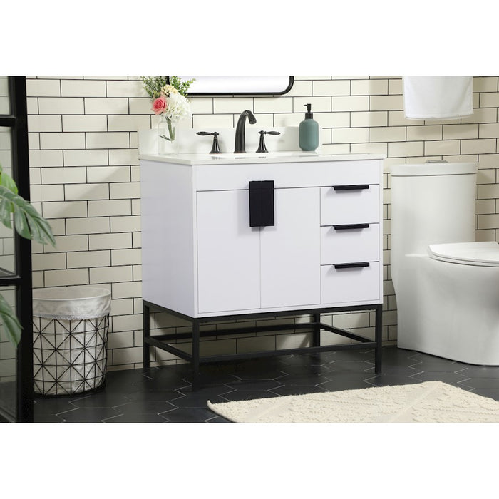 Elegant Eugene 32" Single Bathroom Vanity, White/Backsplash