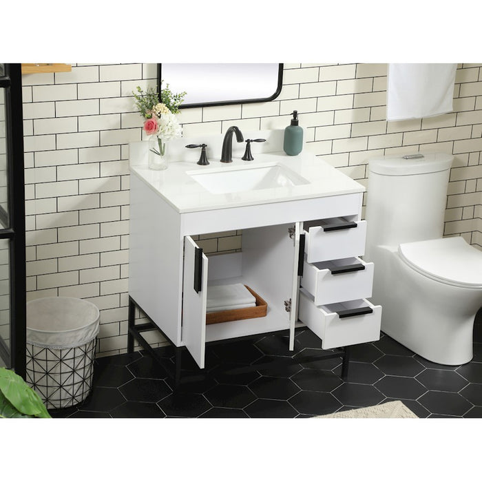 Elegant Eugene 32" Single Bathroom Vanity, White/Backsplash