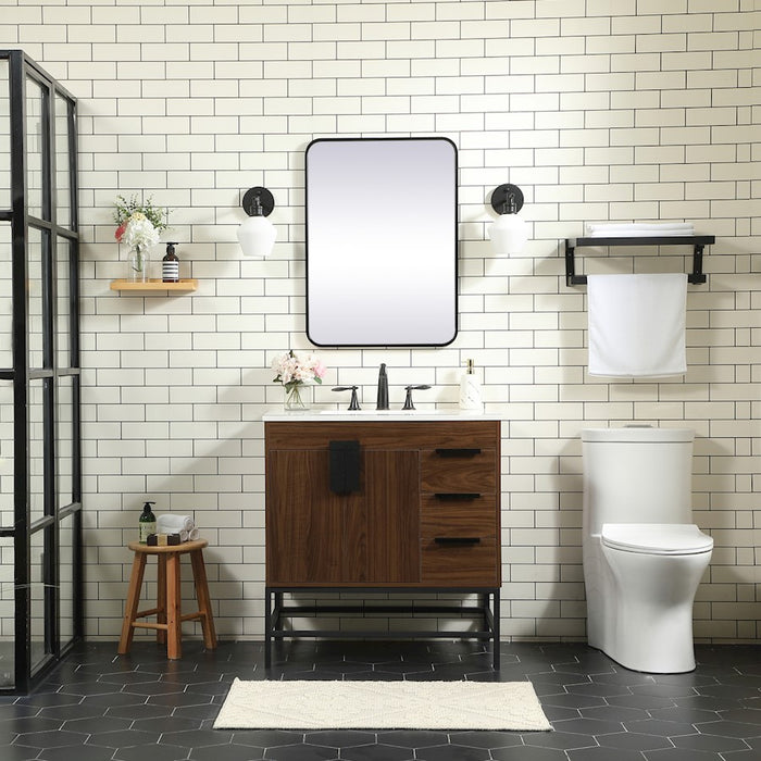 Elegant Eugene 32" Single Bathroom Vanity, White/Backsplash