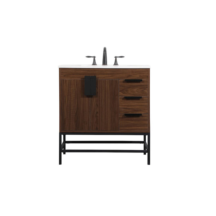 Elegant Kitchen/Bath Eugene 32" Single Bathroom Vanity, Walnut - VF48832MWT