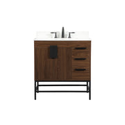 Elegant Eugene 32" Single Bathroom Vanity, Walnut/Backsplash - VF48832MWT-BS