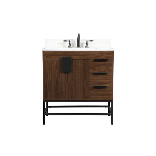 Elegant Eugene 32" Single Bathroom Vanity, Walnut/Backsplash - VF48832MWT-BS