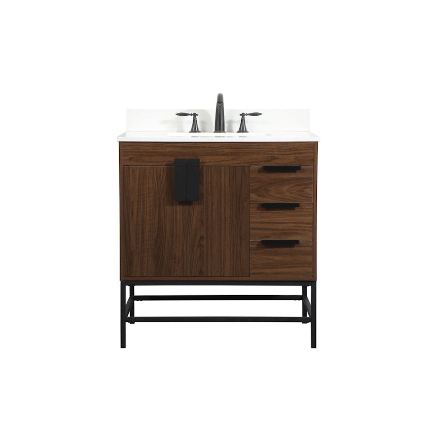 Elegant Eugene 32" Single Bathroom Vanity, Walnut/Backsplash - VF48832MWT-BS