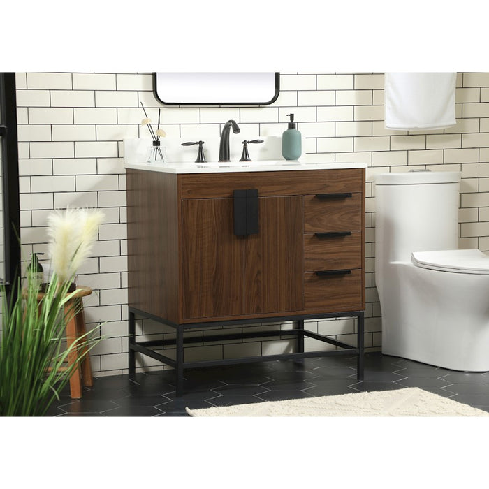 Elegant Eugene 32" Single Bathroom Vanity, Walnut/Backsplash