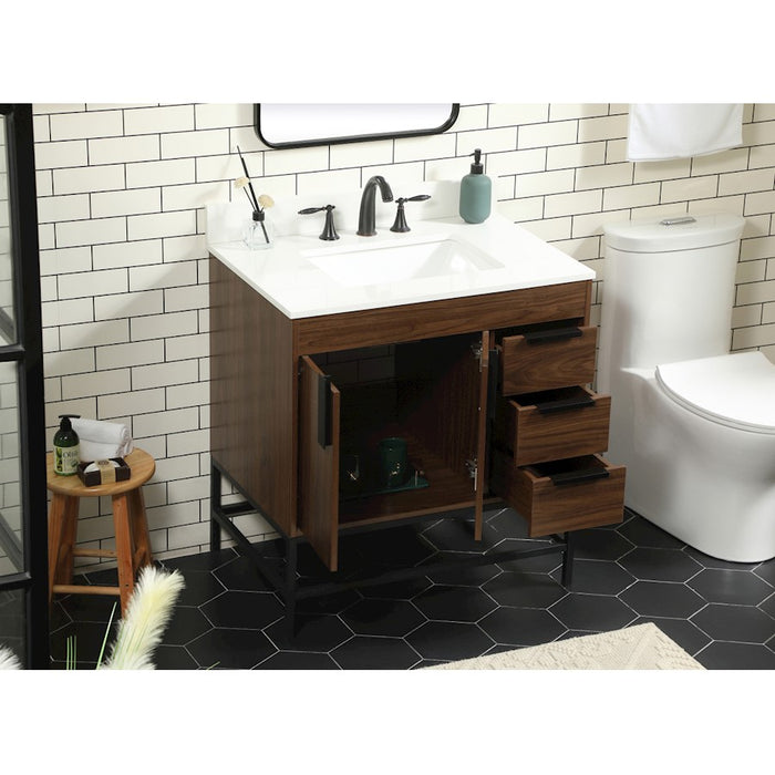 Elegant Eugene 32" Single Bathroom Vanity, Walnut/Backsplash