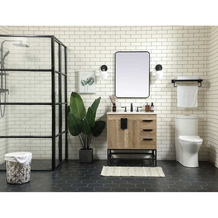 Elegant Eugene 32" Single Bathroom Vanity, Walnut/Backsplash