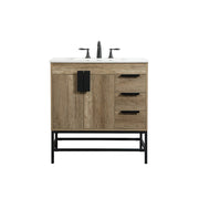 Elegant Kitchen/Bath Eugene 32" Single Bathroom Vanity, Natural Oak - VF48832NT