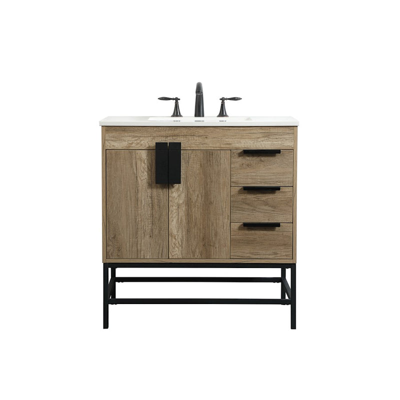 Elegant Kitchen/Bath Eugene 32" Single Bathroom Vanity, Natural Oak - VF48832NT