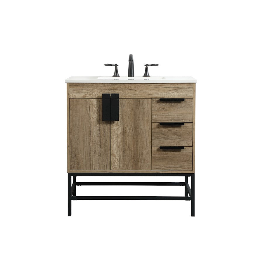 Elegant Kitchen/Bath Eugene 32" Single Bathroom Vanity, Natural Oak - VF48832NT