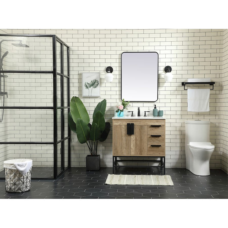 Elegant Kitchen/Bath Eugene 32" Single Bathroom Vanity, Natural Oak