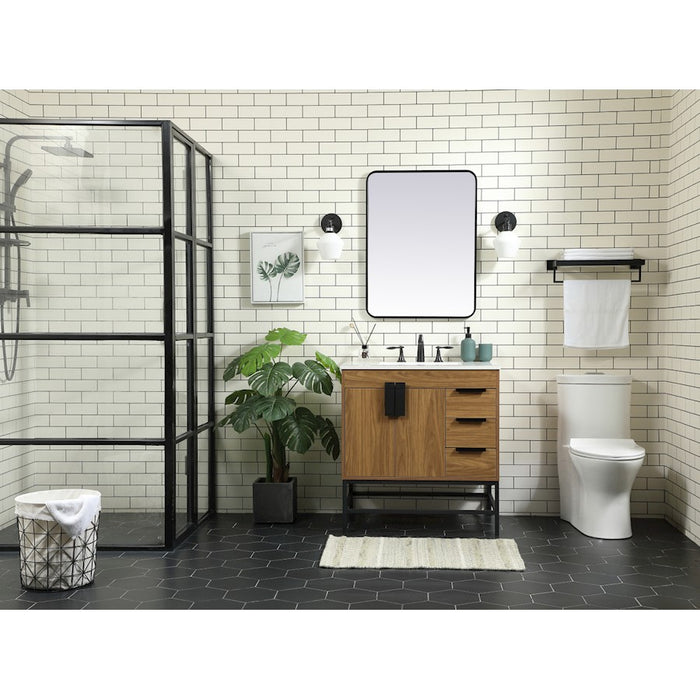 Elegant Eugene 32" Single Bathroom Vanity, Natural Oak/Backsplash