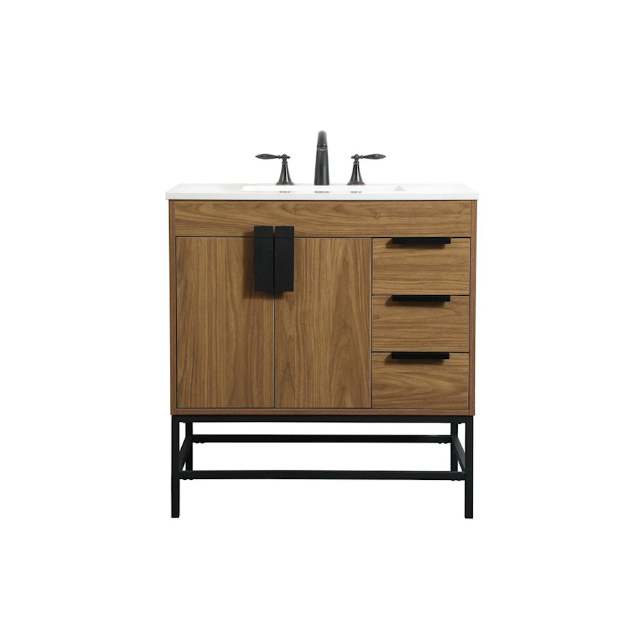 Elegant Kitchen/Bath Eugene 32" Single Bathroom Vanity, Walnut Brown - VF48832WB