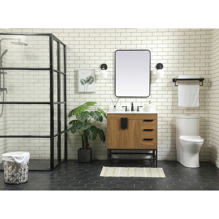 Elegant Kitchen/Bath Eugene 32" Single Bathroom Vanity, Walnut Brown