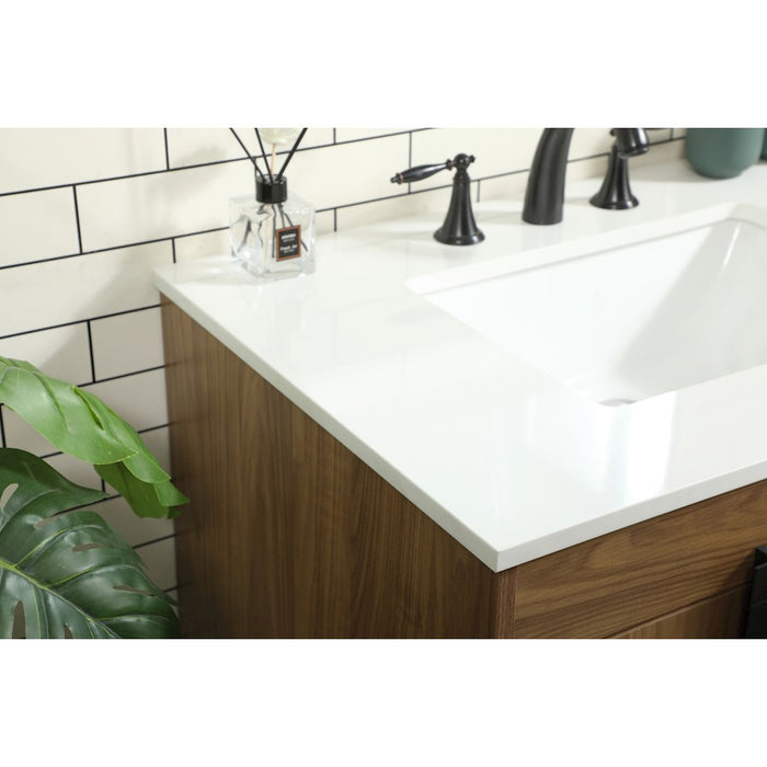 Elegant Kitchen/Bath Eugene 32" Single Bathroom Vanity, Walnut Brown