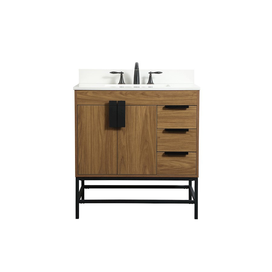 Elegant Eugene 32" Single Vanity, Walnut Brown/Backsplash - VF48832WB-BS