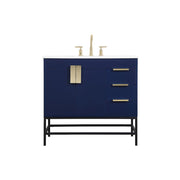 Elegant Kitchen/Bath Eugene 36" Single Bathroom Vanity, Blue - VF48836MBL