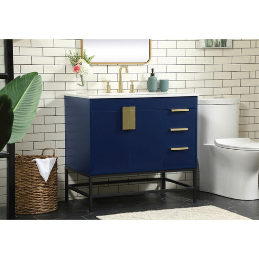 Elegant Kitchen/Bath Eugene 36" Single Bathroom Vanity, Blue