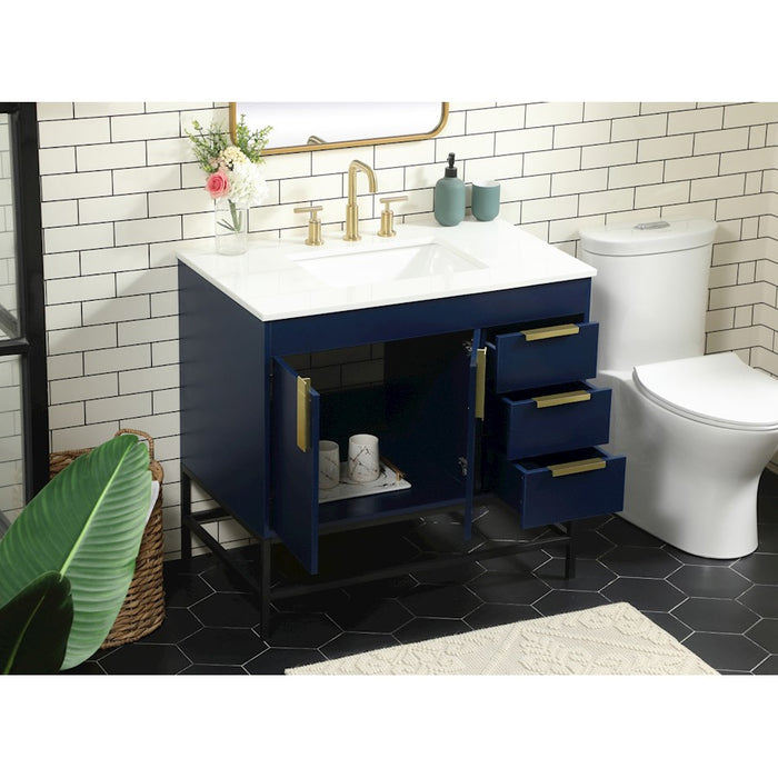 Elegant Kitchen/Bath Eugene 36" Single Bathroom Vanity, Blue