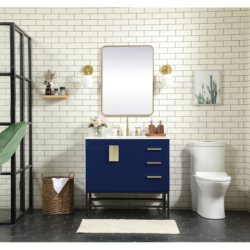 Elegant Kitchen/Bath Eugene 36" Single Bathroom Vanity, Blue