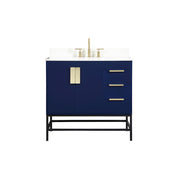 Elegant Eugene 36" Single Bathroom Vanity, Blue/Backsplash - VF48836MBL-BS
