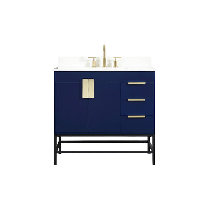 Elegant Eugene 36" Single Bathroom Vanity, Blue/Backsplash - VF48836MBL-BS