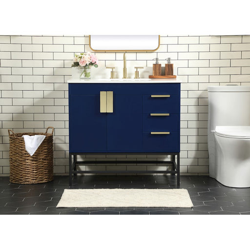Elegant Eugene 36" Single Bathroom Vanity, Blue/Backsplash