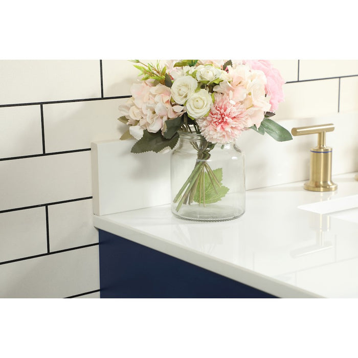 Elegant Eugene 36" Single Bathroom Vanity, Blue/Backsplash