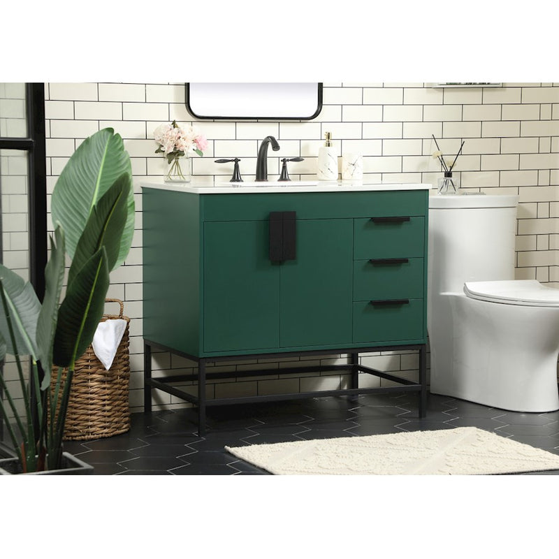 Elegant Kitchen/Bath Eugene 36" Single Bathroom Vanity, Green