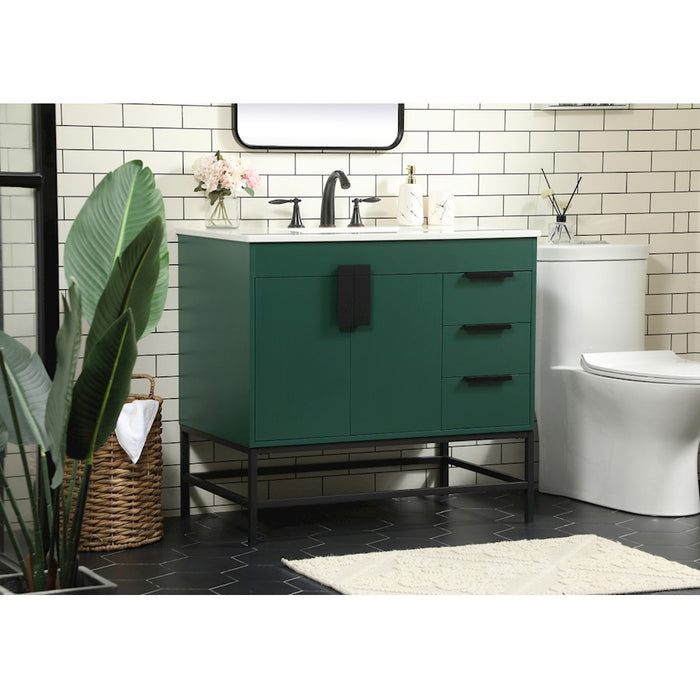 Elegant Kitchen/Bath Eugene 36" Single Bathroom Vanity, Green
