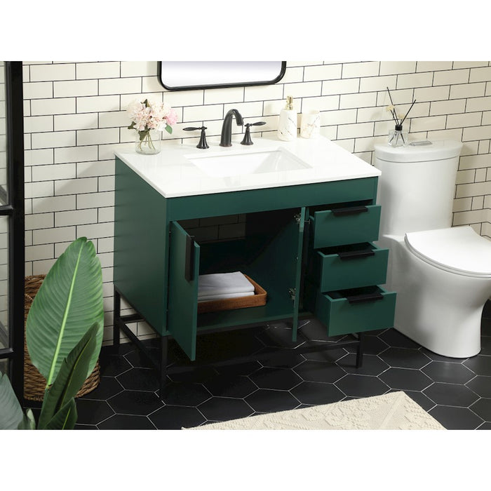 Elegant Kitchen/Bath Eugene 36" Single Bathroom Vanity, Green