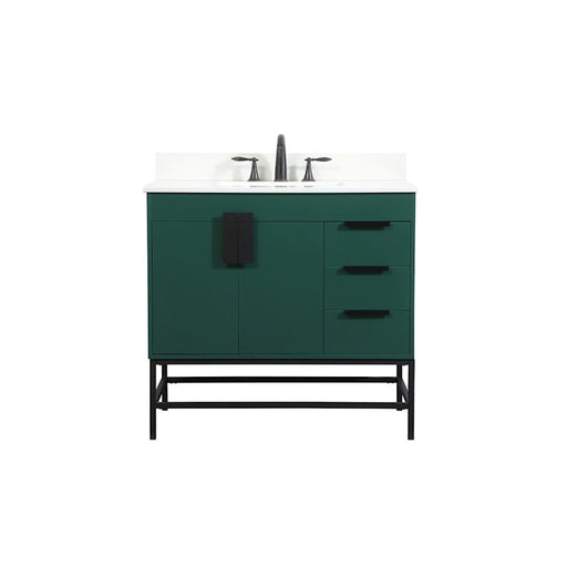 Elegant Eugene 36" Single Bathroom Vanity, Green/Backsplash - VF48836MGN-BS