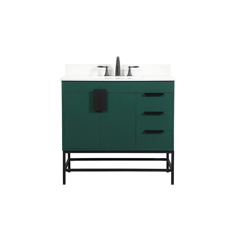 Elegant Eugene 36" Single Bathroom Vanity, Green/Backsplash - VF48836MGN-BS