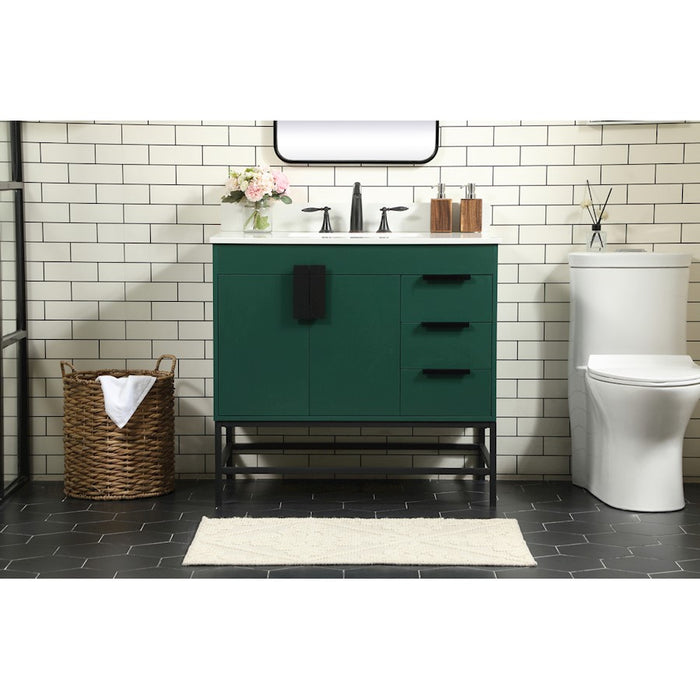 Elegant Eugene 36" Single Bathroom Vanity, Green/Backsplash