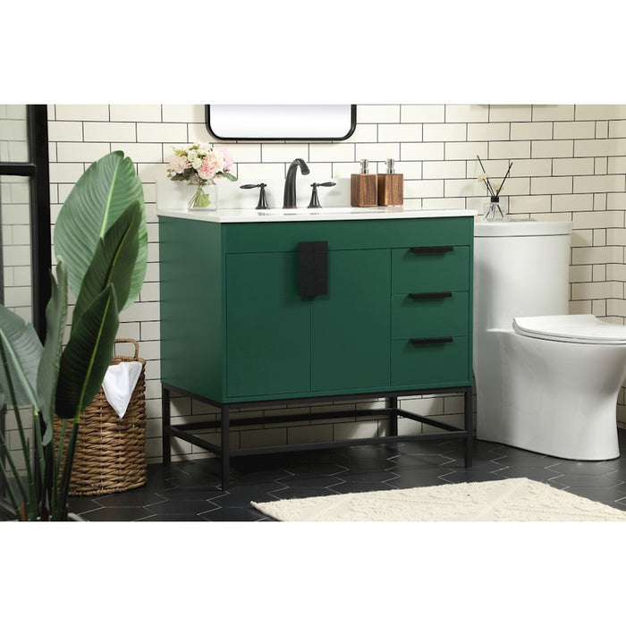 Elegant Eugene 36" Single Bathroom Vanity, Green/Backsplash