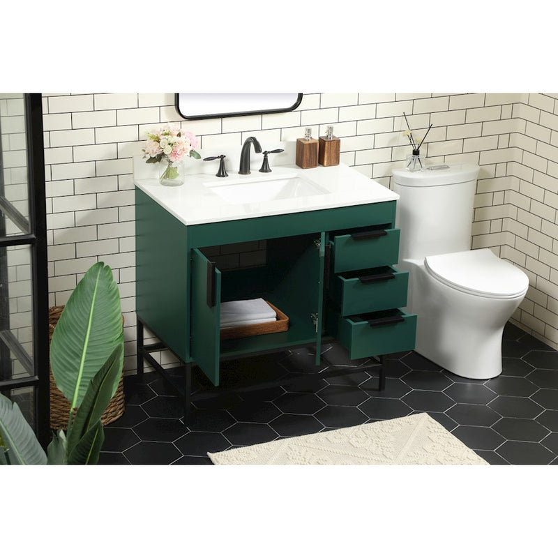 Elegant Eugene 36" Single Bathroom Vanity, Green/Backsplash