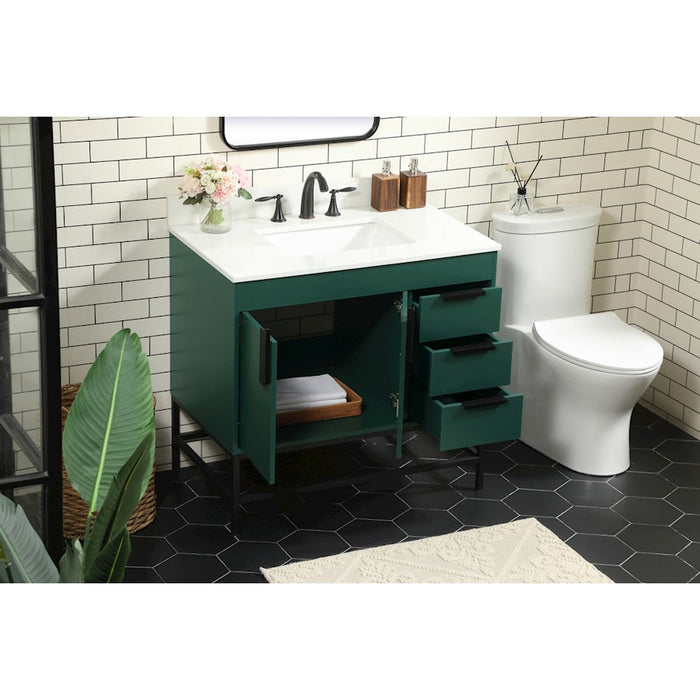 Elegant Eugene 36" Single Bathroom Vanity, Green/Backsplash