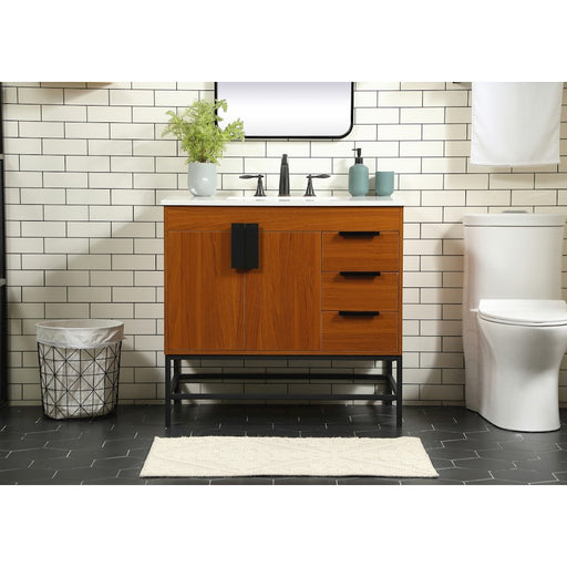 Elegant Kitchen/Bath Eugene 36" Single Bathroom Vanity, Teak