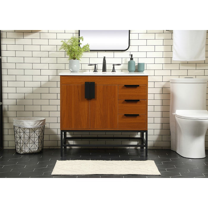 Elegant Kitchen/Bath Eugene 36" Single Bathroom Vanity, Teak