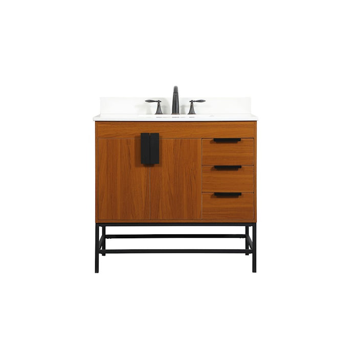 Elegant Eugene 36" Single Bathroom Vanity, Teak/Backsplash - VF48836MTK-BS