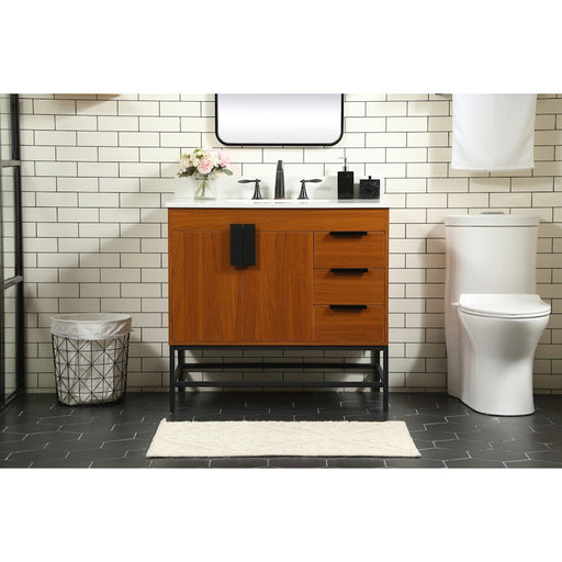 Elegant Eugene 36" Single Bathroom Vanity, Teak/Backsplash