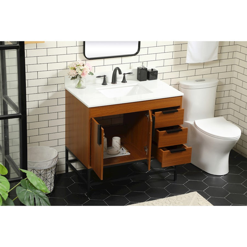 Elegant Eugene 36" Single Bathroom Vanity, Teak/Backsplash