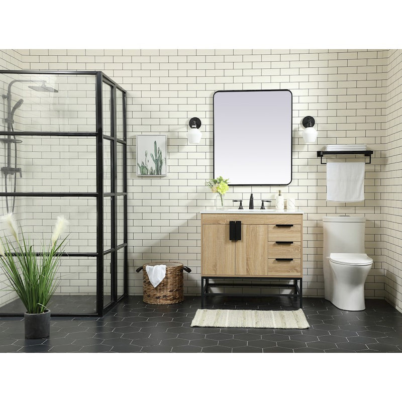 Elegant Eugene 36" Single Bathroom Vanity, Teak/Backsplash